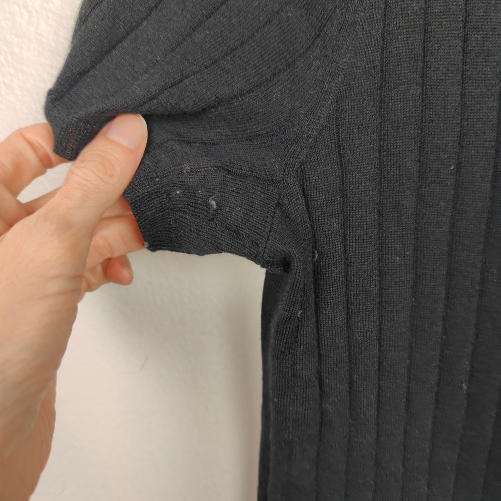 J.Crew Silk Cashmere-blend Cropped T-shirt Womens‎ Large Black Minimalist Preppy - Picture 8 of 9